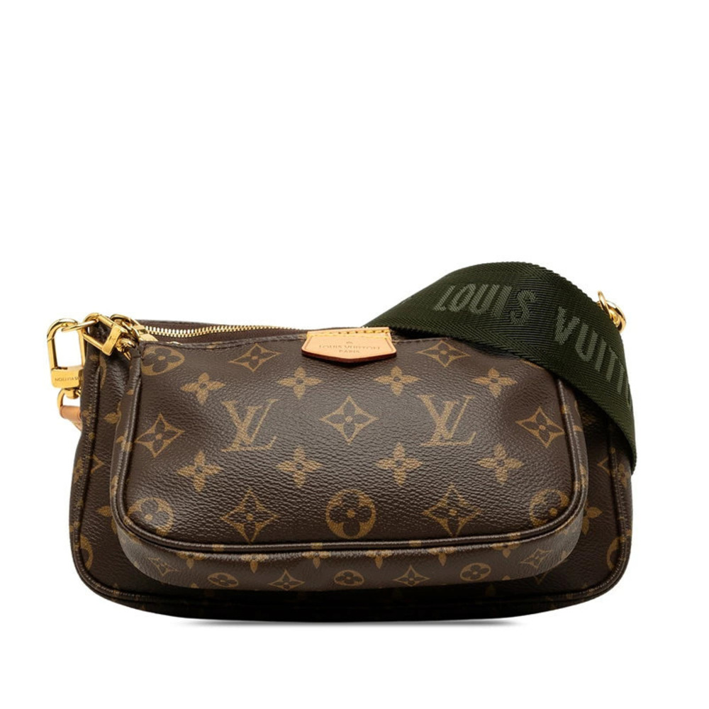 Louis Vuitton Monogram Multicolor Pochette Leather 2Way Shoulder Bag Brown